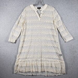 POL Lace Overlay Tunic Dress Sheer‎ Boho Festival Cream Size S Romantic Poetcore